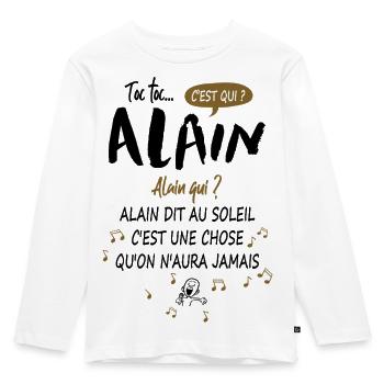 Alain Prénom Humour Cadeau Anniversaire Homme - T-shirt manches longues Premium Enfant - blanc - Devant - AI Model Kid Female (0cm)