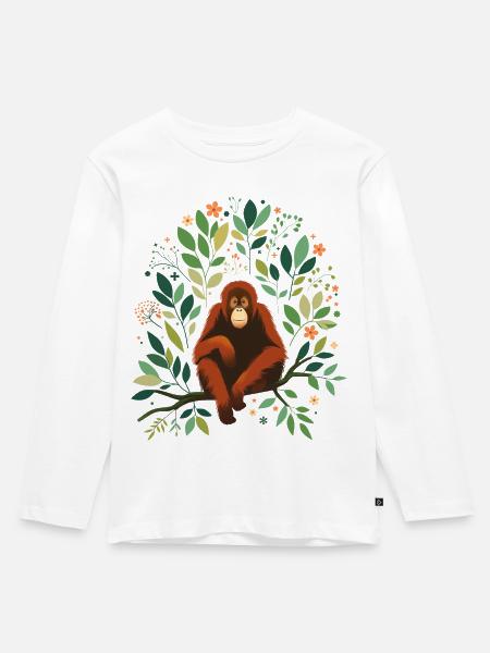 Orang-Utan - Kinder Premium Bio Langarmshirt - Weiß