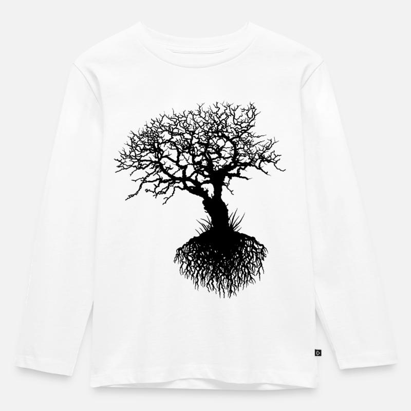 oak tree - Kinder Premium Bio Langarmshirt - Weiß