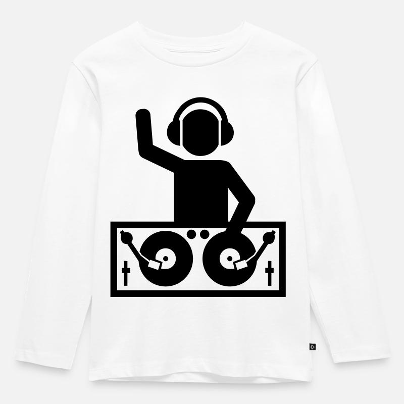 DJ Turntables - Kinder Premium Bio Langarmshirt - Weiß