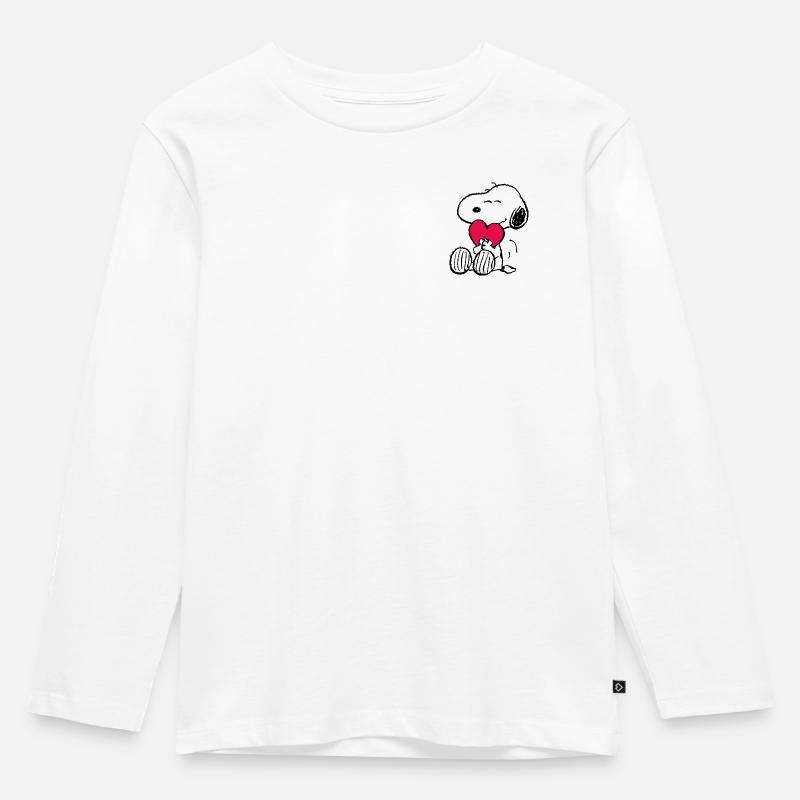 Peanuts Snoopy mit Herz - Kinder Premium Bio Langarmshirt - Weiß