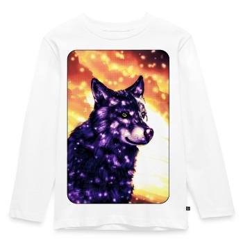 Lila Wolf - Kinder Premium Bio Langarmshirt - Weiß - Vorne - AI Model Kid Female (0cm)