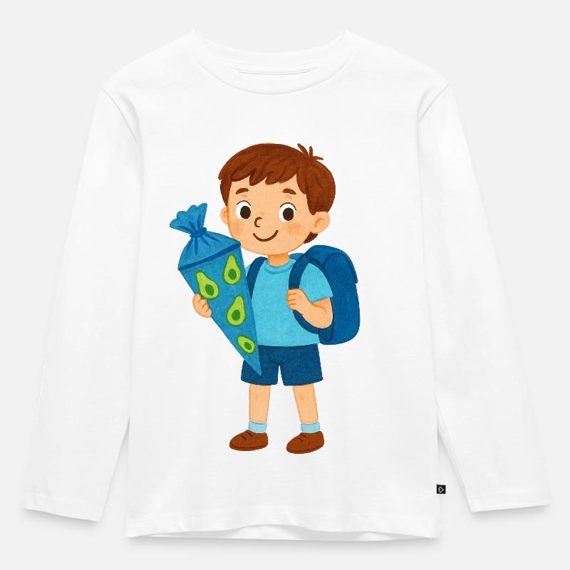 Avocado Schulheld - Kinder Premium Bio Langarmshirt - Weiß