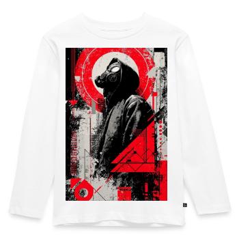 Gasmaske im Geometrie Stil - Kinder Premium Bio Langarmshirt - Weiß - Vorne - AI Model Kid Female (0cm)