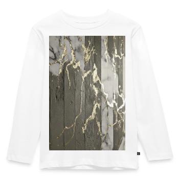 Luxury Exposed Concrete Marble Gold Structure - Kids' Premium Longsleeve Shirt - white - Front - AI Model Kid Female (0cm)