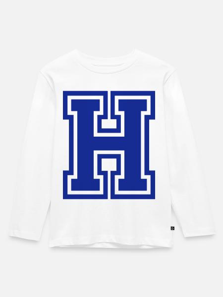 Buchstabe H - Kinder Premium Bio Langarmshirt - Weiß