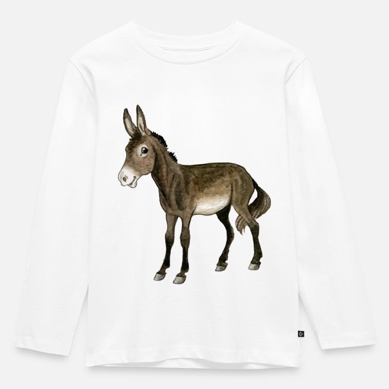 Esel - Kinder Premium Bio Langarmshirt - Weiß