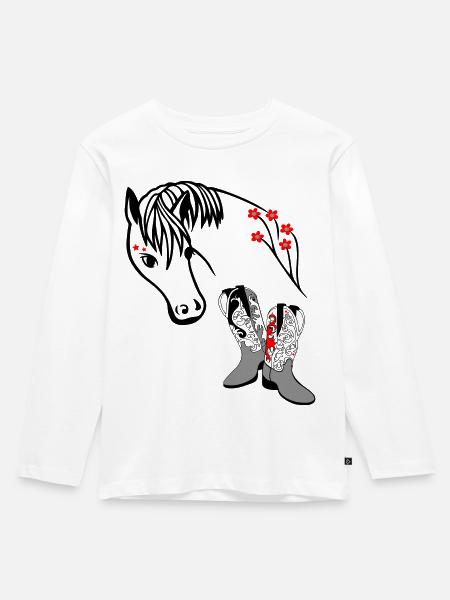 Reitsport, Pferdeliebhaber - Kinder Premium Bio Langarmshirt - Weiß