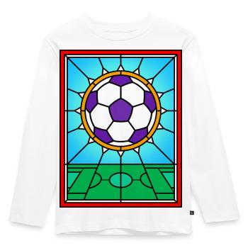 Buntglas Fußball Fenster Design - Kinder Premium Bio Langarmshirt - Weiß - Vorne - AI Model Kid Female (0cm)