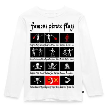 Pirates célèbres et leurs drapeaux - T-shirt manches longues Premium Enfant - blanc - Devant - AI Model Kid Female (0cm)