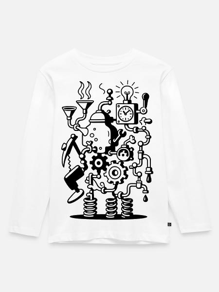 Crazy Machine - Kinder Premium Bio Langarmshirt - Weiß