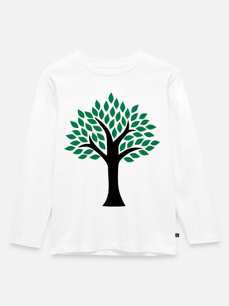 Baum - Kinder Premium Bio Langarmshirt - Weiß
