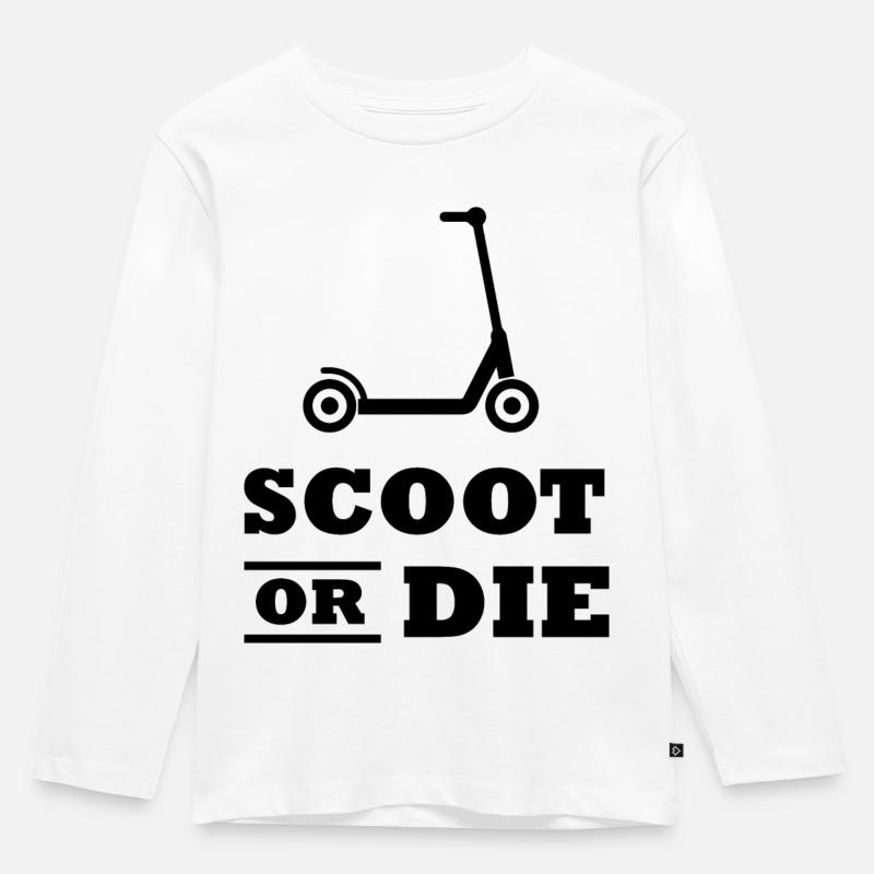 E-Scooter E-Roller Scooter - Kinder Premium Bio Langarmshirt - Weiß