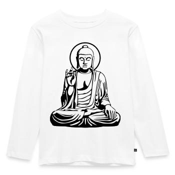 Young Buddha No.1_2c - Kinder Premium Bio Langarmshirt - Weiß - Vorne - AI Model Kid Female (0cm)
