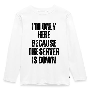 Ich bin nur hier, weil der Server lustig ausgefallen ist - Kinder Premium Bio Langarmshirt - Weiß - Vorne - AI Model Kid Female (0cm)