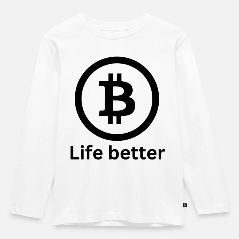 Bitcoin Life better - Kinder Premium Bio Langarmshirt - Weiß