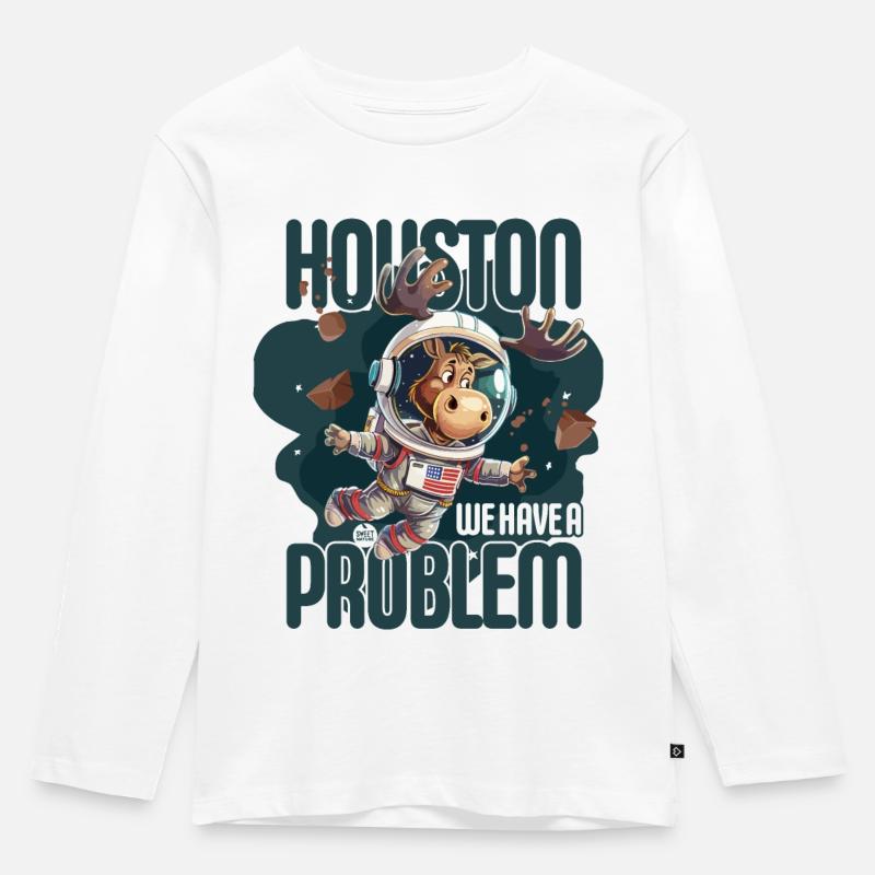 Esel - Houston Wir haben ein Problem - Kinder Premium Bio Langarmshirt - Weiß