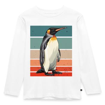 Pingouin rétro - T-shirt manches longues Premium Enfant - blanc - Devant - AI Model Kid Female (0cm)