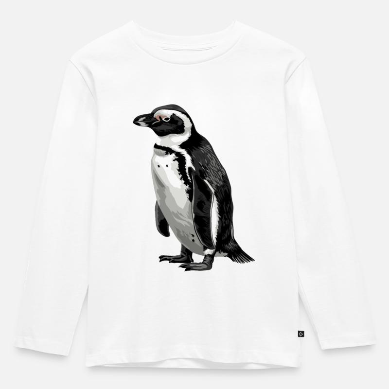Pinguin - Kinder Premium Bio Langarmshirt - Weiß