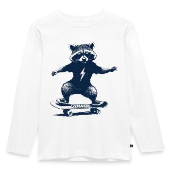 Skating Raccoon - Kids' Premium Longsleeve Shirt - white - Front - AI Model Kid Female (0cm)