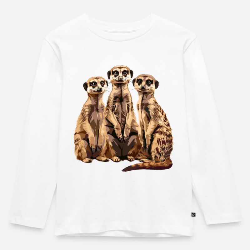 Drei Erdmännchen - Kinder Premium Bio Langarmshirt - Weiß