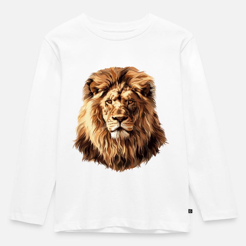 Löwe - Kinder Premium Bio Langarmshirt - Weiß