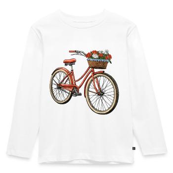 Fahrrad mit Blumenkorb - Kinder Premium Bio Langarmshirt - Weiß - Vorne - AI Model Kid Female (0cm)