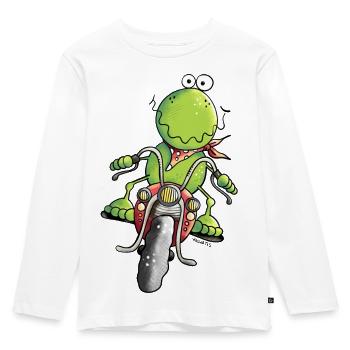 Biker Frog - Kids' Premium Longsleeve Shirt - white - Front - AI Model Kid Female (0cm)
