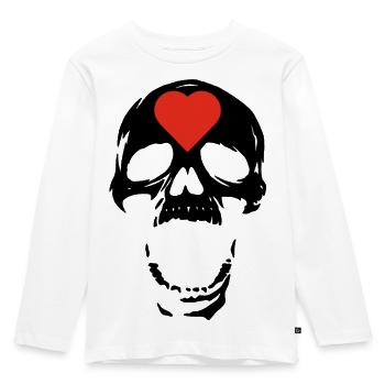 Der schwarze Schädel und das Herz - Kinder Premium Bio Langarmshirt - Weiß - Vorne - AI Model Kid Female (0cm)
