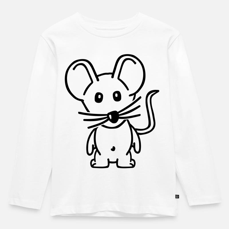 Maus - Kinder Premium Bio Langarmshirt - Weiß