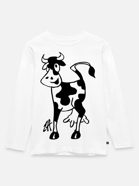 Kuh - Kinder Premium Bio Langarmshirt - Weiß