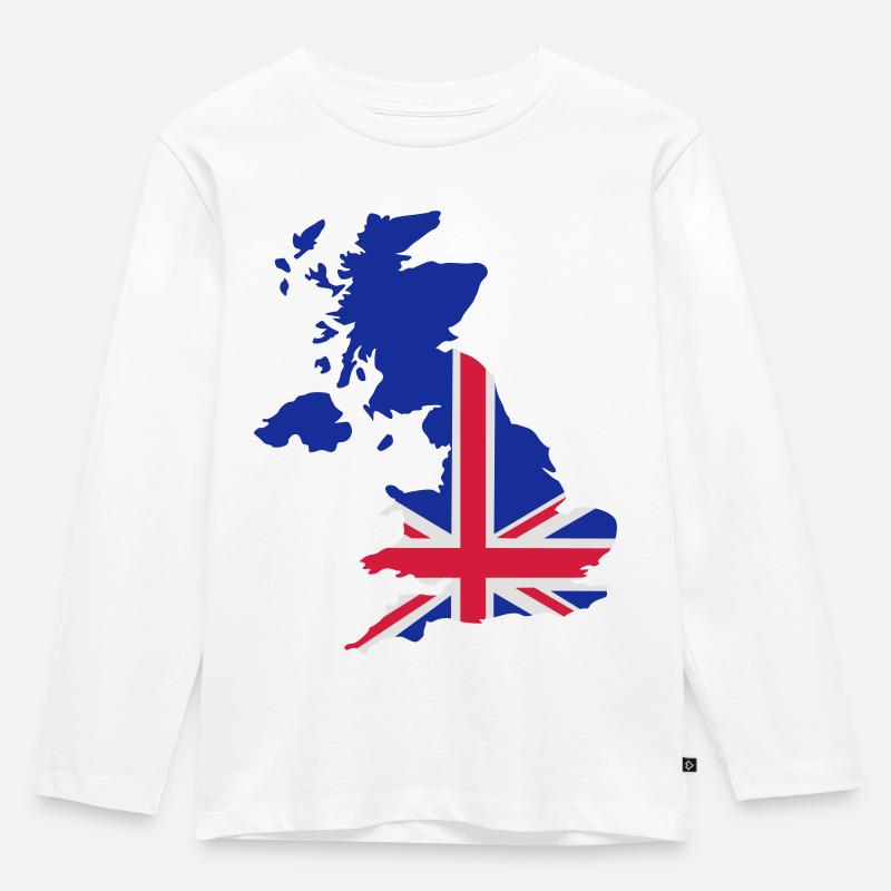 Großbritannien - Kinder Premium Bio Langarmshirt - Weiß
