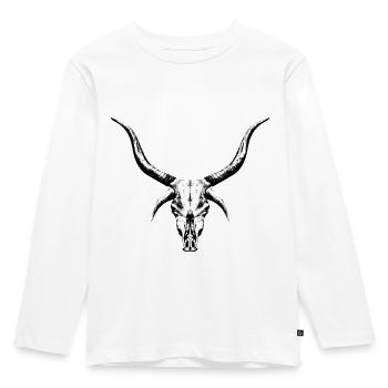 Geheimnisvoller Rinderschädel - Kinder Premium Bio Langarmshirt - Weiß - Vorne - AI Model Kid Female (0cm)