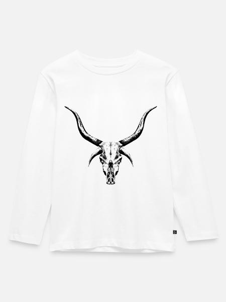 Geheimnisvoller Rinderschädel - Kinder Premium Bio Langarmshirt - Weiß
