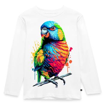 Allfarblori Papagei Lori - Regenbogenlori Papagei - Kinder Premium Bio Langarmshirt - Weiß - Vorne - AI Model Kid Female (0cm)