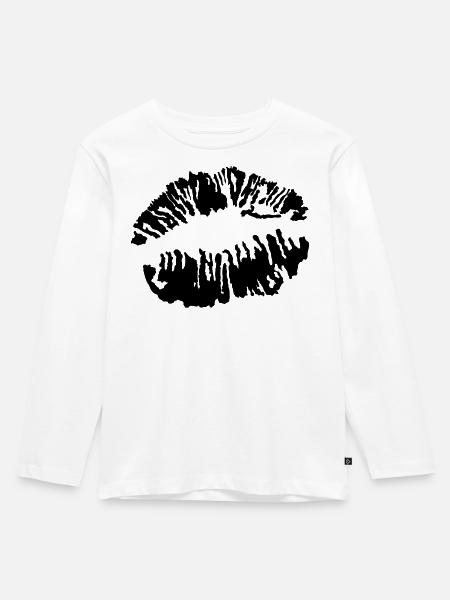Kußmund - Kinder Premium Bio Langarmshirt - Weiß
