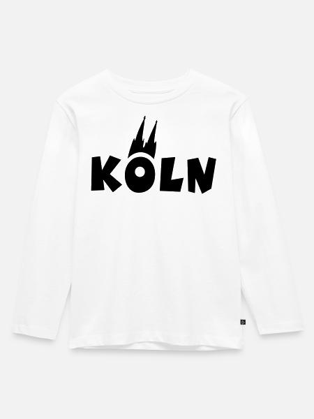 Köln mit Kölner Dom - Kinder Premium Bio Langarmshirt - Weiß