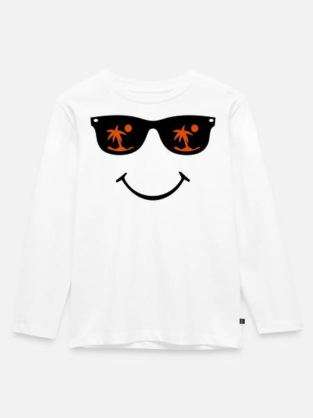 Sonnenbrille Smiley - Kinder Premium Bio Langarmshirt - Weiß
