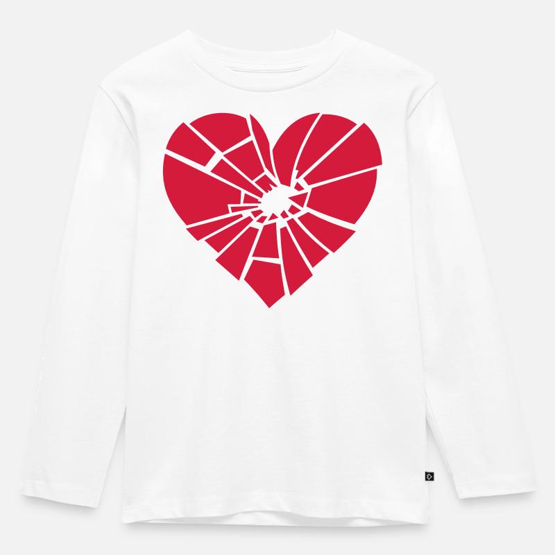 zerbrochenes Herz - Kinder Premium Bio Langarmshirt - Weiß