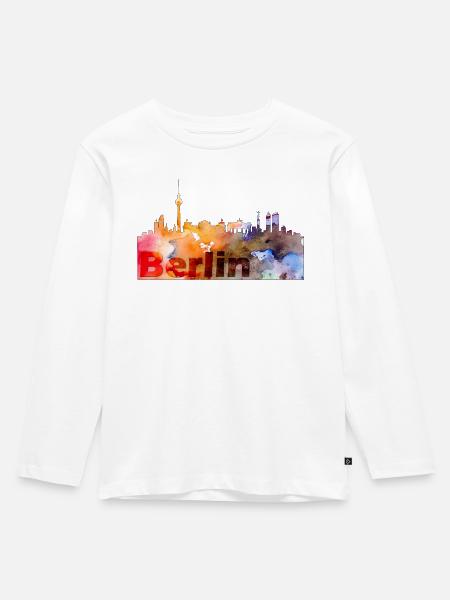 Berlin - Kinder Premium Bio Langarmshirt - Weiß