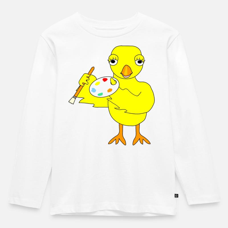Kunst-Küken - Kinder Premium Bio Langarmshirt - Weiß