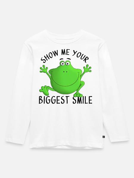 Lach doch mal - Frosch - Kinder Premium Bio Langarmshirt - Weiß