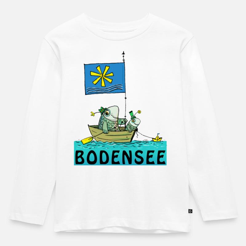 Bodensee - Kinder Premium Bio Langarmshirt - Weiß
