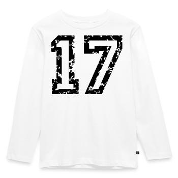 The Number Seventeen - No. 17 (two-color) white - Kids' Premium Longsleeve Shirt - white - Front - AI Model Kid Female (0cm)