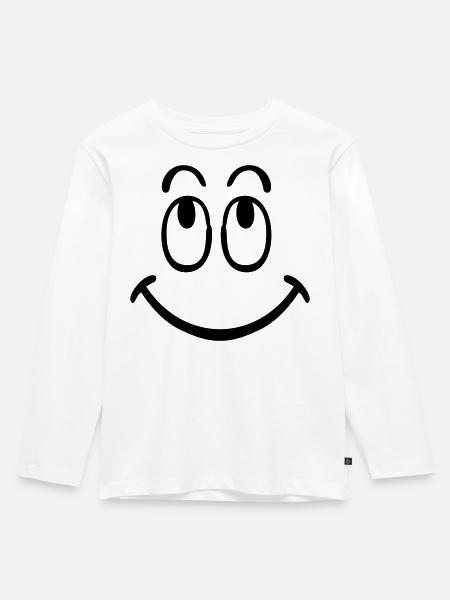 smiley - Kinder Premium Bio Langarmshirt - Weiß