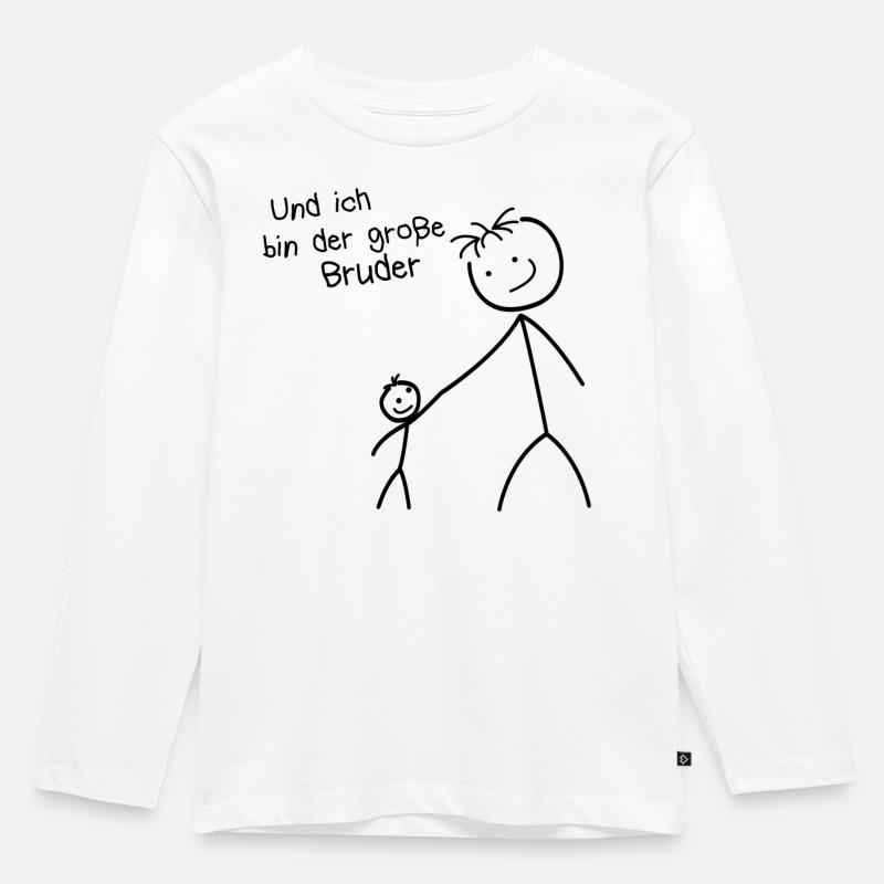 Stolzer großer Bruder - Kinder Premium Bio Langarmshirt - Weiß
