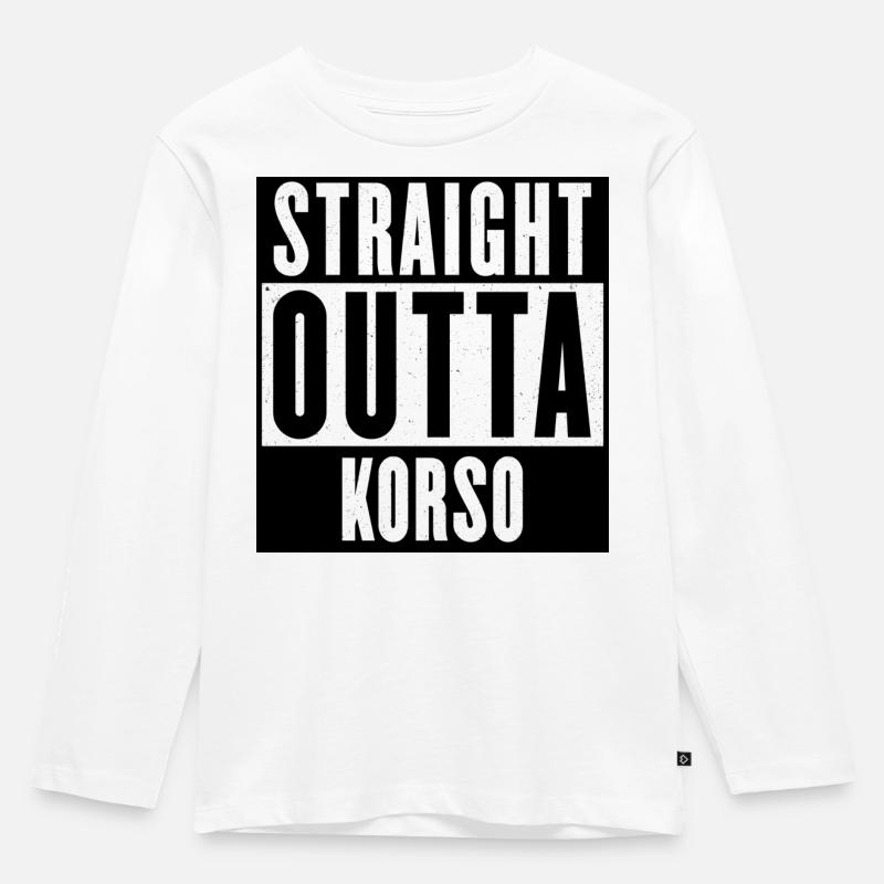 Gerade Outta Korso - Kinder Premium Bio Langarmshirt - Weiß