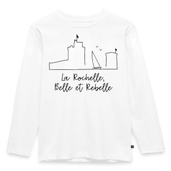 La Rochelle design noir by Nicolas Poitevin - T-shirt manches longues Premium Enfant - blanc - Devant - AI Model Kid Female (0cm)