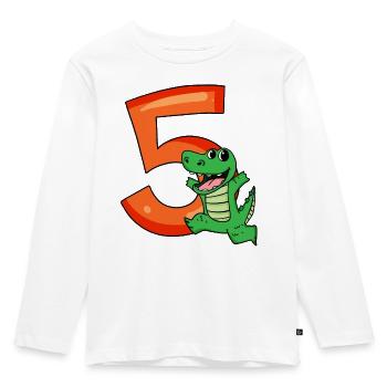 5. Geburtstag - 5 Jahre alt - Kindergeburtstag - Kinder Premium Bio Langarmshirt - Weiß - Vorne - AI Model Kid Female (0cm)