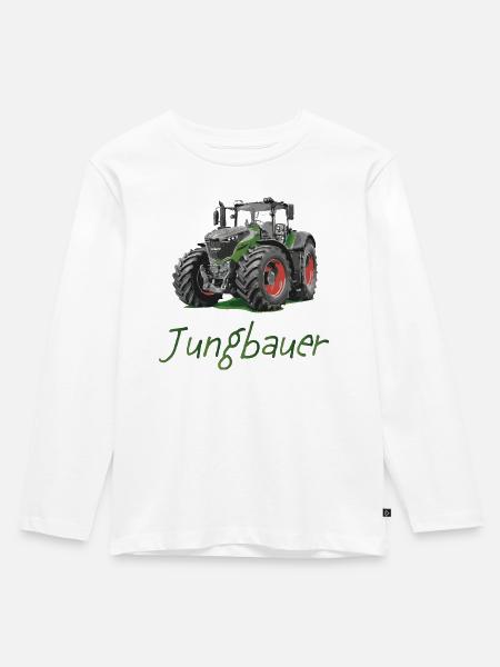 Jungbauer - Kinder Premium Bio Langarmshirt - Weiß